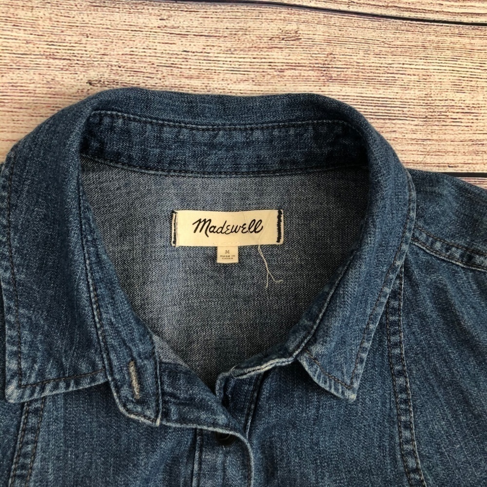 Madewell Denim Long Sleeve Shirtdress Size M - Picture 3 of 6